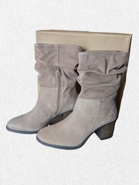 Lucky Brand NEW Sz. 8.5 Taupe Suede Slouch Ankle Boots